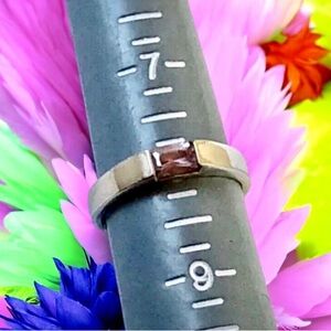 Signed NP Sterling Silver 925 Modernist Ring Amethyst Size 8 flawed